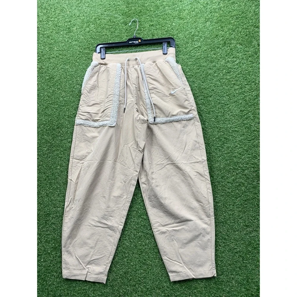 Nike Joggers Womens Medium Tan Oversized Sweatpant Trackpant Windbreaker Tech